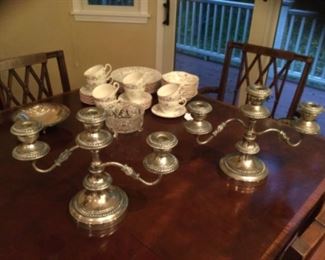 Silverplate candelabras