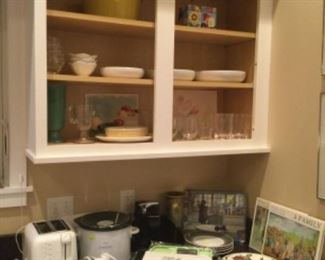 Cuisinart toaster, Rival crockpot, Seal a meal, Hamilton Beach can opener, Pier One dishes