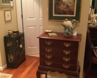 Silverware chest. Marsh egret print 