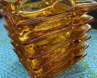 Vintage Amber Colored Glass Ashtrays