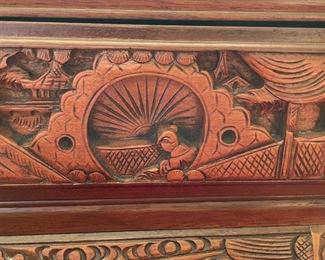 Vintage Teak Deep Carved Coffee Table 
