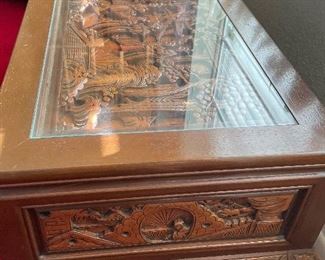 Vintage Teak Deep Carved Coffee Table 