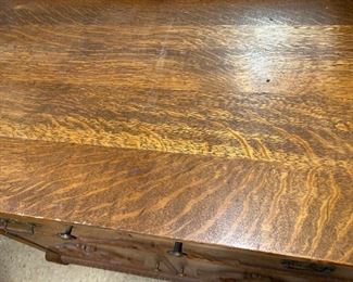 Antique Tiger Oak Sideboard/Buffet Cabinet with Mirror