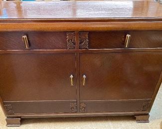 Antique Tiger Oak Sideboard/Buffet Cabinet with Mirror