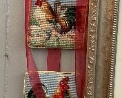 Hand Crafted Needlepoint Roosters Hanging Wall Decor'