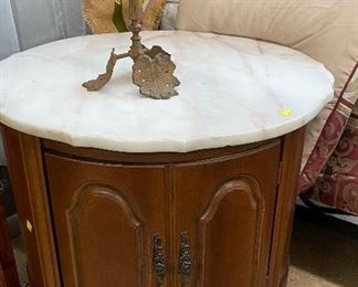 Round Marble Top Lamp Table