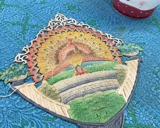 Dining Table with Six Chairs Two Leaves, German Wall Deor', Hand Crafted/Painted Tin Bucket, Faux Persimmons 