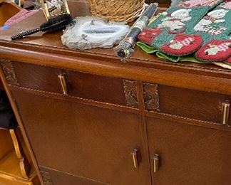 Tiger Oak Sideboard/Cabinet, Assorted Household Decor', Christmas Stockings, Assorted Fabric