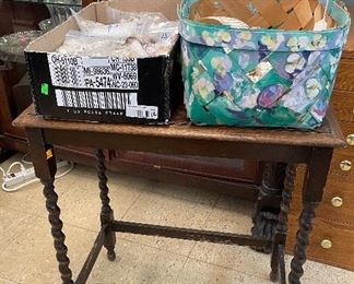 Antique Barley Twist Lamp Table, Assorted Seashells