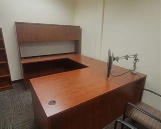 U Shape Office Desk with Hutch - Computer Sold Separately