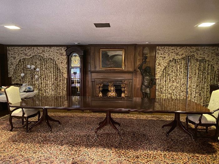 THE ROLLS ROYCE OF DINNING TABLES
14 feet long with all leaves in.
SOLID MAHOGANY. SIVER PLATED HARDWARE.