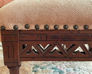 Antique Foot Stool with Upholstered Top (Photo 2 of 3)