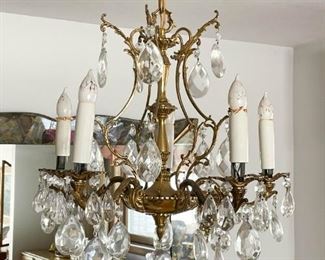 Crystal & Brass Chandelier / Ceiling Light Fixture (Photo 1 of 2)