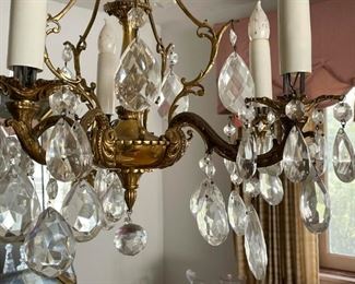 Crystal & Brass Chandelier / Ceiling Light Fixture (Photo 2 of 2)