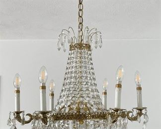 Crystal & Brass Chandelier / Ceiling Light Fixture (Photo 1 of 2)