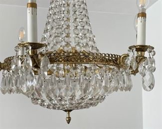 Crystal & Brass Chandelier / Ceiling Light Fixture (Photo 2 of 2)