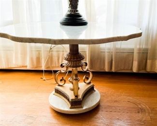 Vintage Hollywood Regency Style Side Table with Marble Top (Photo 1 of 2)
