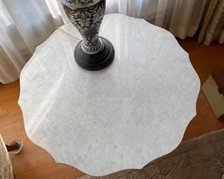 Vintage Hollywood Regency Style Side Table with Marble Top (Photo 2 of 2)