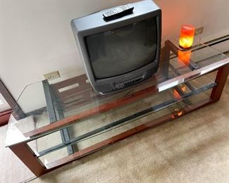 Contemporary Entertainment / TV Stand with Glass Top & Shelves (Photo 1 of 2)