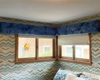 1970's Window Valances (Blue Velour or Velvet)