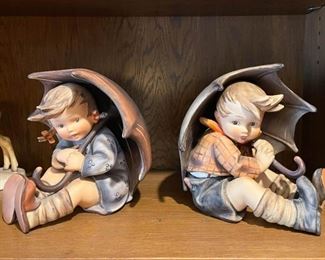 Large Hummel Figurines - Boy and Girl with Umbrella (Photo 1 of 2)