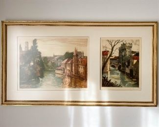 Double Framed Artwork / Watercolors, Signed (Photo 1 of 3)