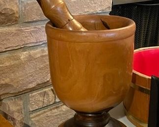 Very Large Wooden Mortar & Pestle / Apothecary