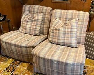 Pair of Plaid Slipper Chairs