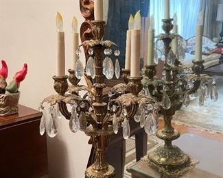 Electrified Vintage Candelabra with Crystals