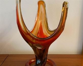 Mid Century Vintage Swung Glass Vase