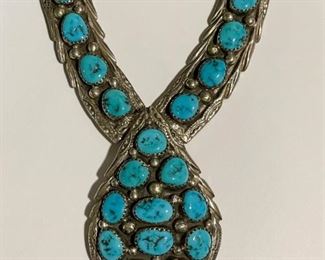 Native American Sterling Silver & Turquoise Necklace (Photo 1 of 2)