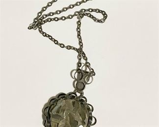 Sterling Silver Necklace with Pyrite Pendant (Photo 1 of 2)
