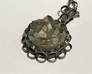 Sterling Silver Necklace with Pyrite Pendant (Photo 2 of 2)