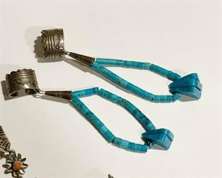 Native American Cuff Earrings with Turquoise
