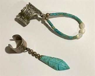 Native American Cuff Earrings with Turquoise