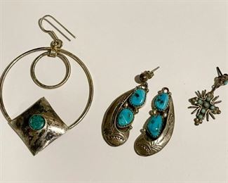 Native American Earrings with Turquoise (some are single only, as shown)