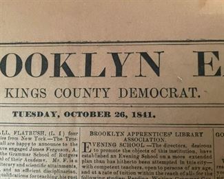 Antique Newspaper Page - The Brooklyn Eagle, 1841 (Photo 2 of 2)