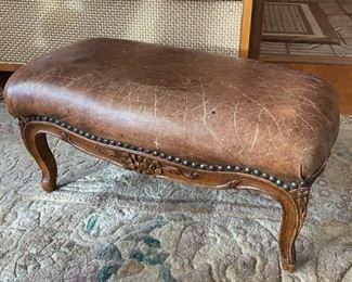 Vintage Carved Wood Ottoman, Footstool (Photo 1 of 2)