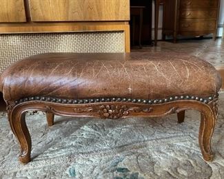 Vintage Carved Wood Ottoman, Footstool (Photo 2 of 2)