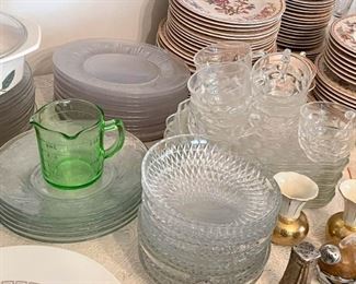 Green Depression Glass Measuring Cup is SOLD, Glass Plates, Glass Luncheon Sets