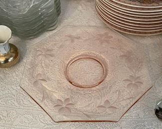Pink Depression Glass Plate