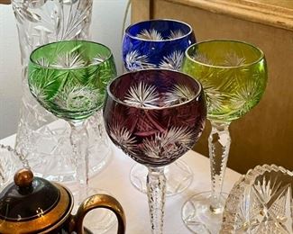 Czech Crystal Wine Glasses, Set of 4