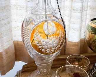 Pair of Vintage Etched Glass Table Lamps (Photo 2 of 2)