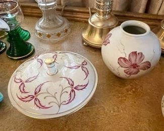 Covered Bowl, Hand-Painted Ceramic Vase