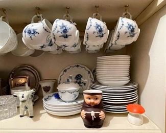 Blue & White China Teacups & Plates
