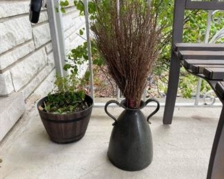 Planter, Metal 2-Handled Vase