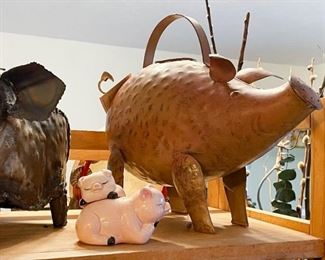 Metal Pig Watering Can, Salt & Pepper Shakers