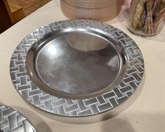 Metal Serving Platter (Basketweave Pattern)