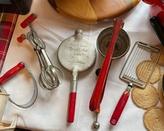 Vintage Red Handled Kitchen Utensils