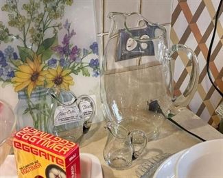 Glass Pitcher & Creamers